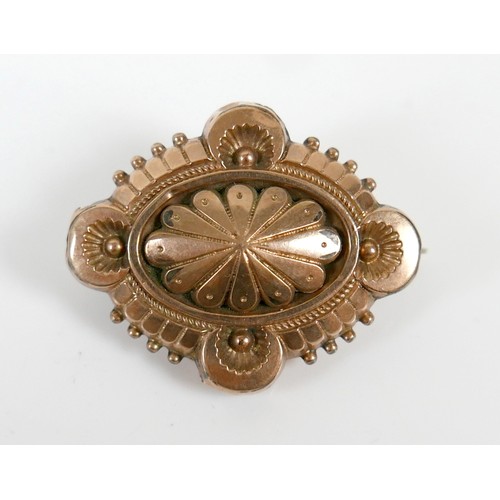 27 - A small group of jewellery, comprising a Victorian 9ct rose gold panel ring, with applied initials, ... 