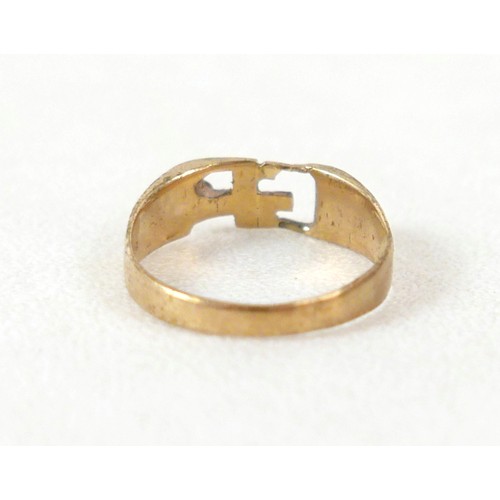 31 - A 9ct gold ring with initials 'GP', inlaid with a single diamond, approximately 1mm diameter, size X... 