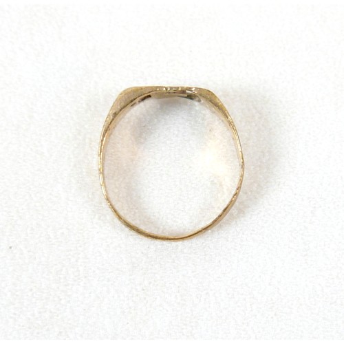 31 - A 9ct gold ring with initials 'GP', inlaid with a single diamond, approximately 1mm diameter, size X... 