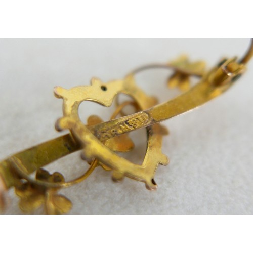 34 - Six rings and two brooches, comprising: 18ct and two diamond ring (lacking third stone) 2.0g size O,... 