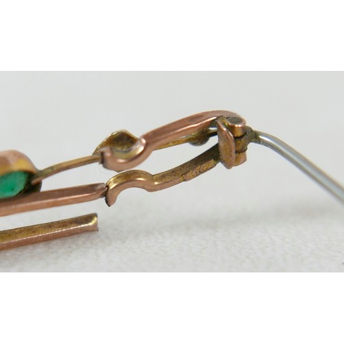 34 - Six rings and two brooches, comprising: 18ct and two diamond ring (lacking third stone) 2.0g size O,... 