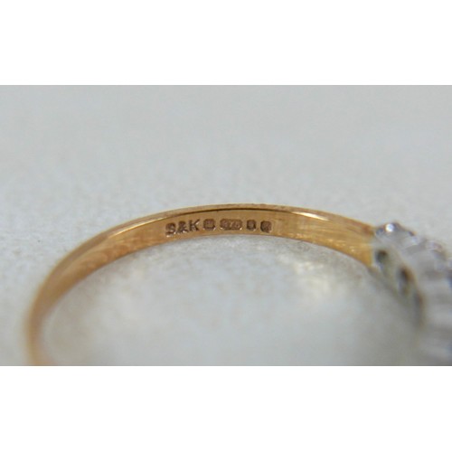 34 - Six rings and two brooches, comprising: 18ct and two diamond ring (lacking third stone) 2.0g size O,... 