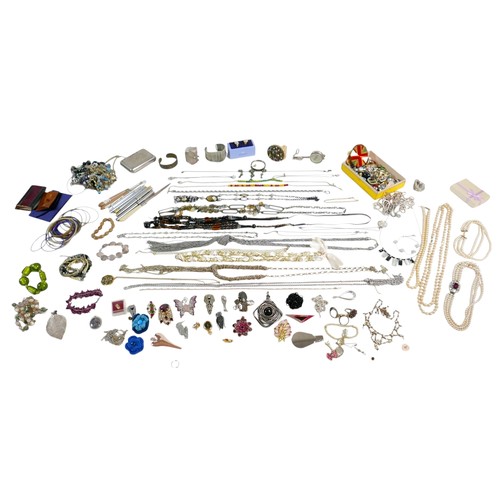 37 - A collection of mixed silver jewellery, approx 2.8 toz, together with a collection of assorted costu... 