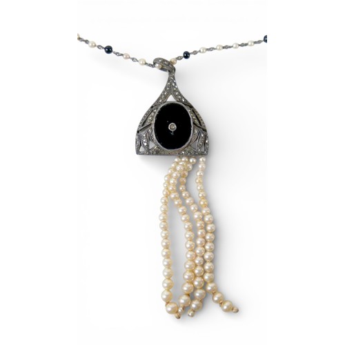 43 - A six strand necklace of natural freshwater pearls on 18k gold clasp, 42cm, maker CH, 76.5g, a 14 go... 