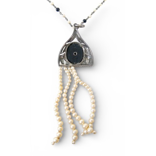 43 - A six strand necklace of natural freshwater pearls on 18k gold clasp, 42cm, maker CH, 76.5g, a 14 go... 