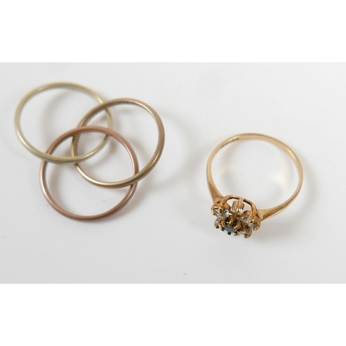 47 - Two 9ct gold rings consisting a tricolour 