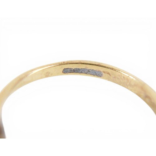 52 - Four 9ct gold rings plus a pair of gold metal plated earrings. Rings: opal, (lacks one stone), 2.2g.... 