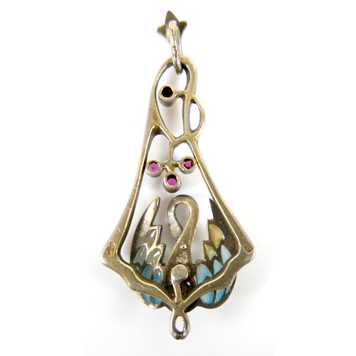 56 - An Art Nouveau Continental silver gilt plique-a-jour 