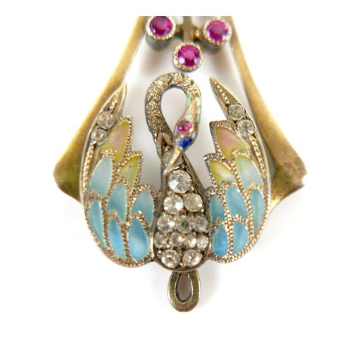 56 - An Art Nouveau Continental silver gilt plique-a-jour 