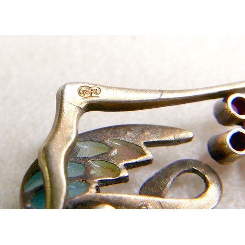 56 - An Art Nouveau Continental silver gilt plique-a-jour 