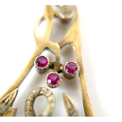 56 - An Art Nouveau Continental silver gilt plique-a-jour 