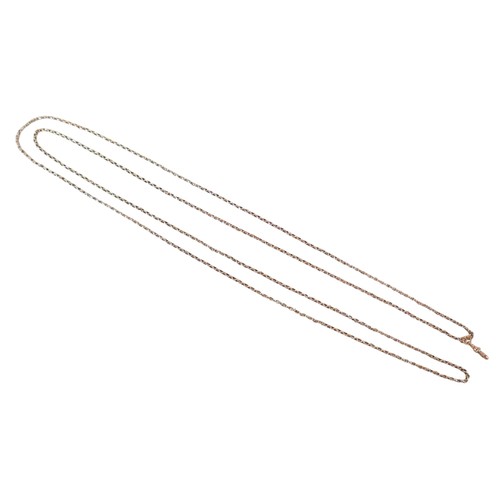 18 - A 9ct yellow gold belcher chain with watch chain clasp 146cm long 2.5mm, 22.6g.