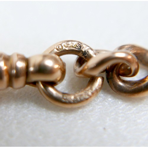 14 - A 9ct gold fob chain, 22.5cm long, 23.1g.