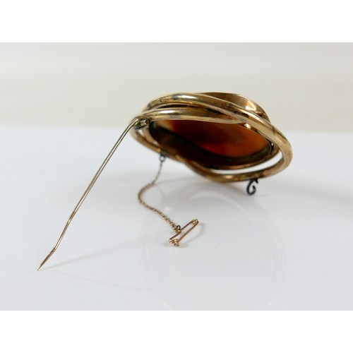 2 - A fine and impressive Victorian yellow metal cameo of Caesar Augustus in profile, overall 7 by 5 by ... 