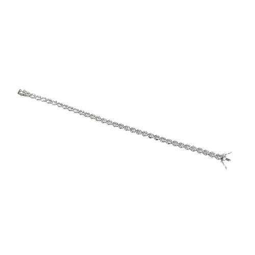 4 - A diamond and platinum tennis bracelet, set with thirty five round cut diamonds, each approx 4.2mm, ... 