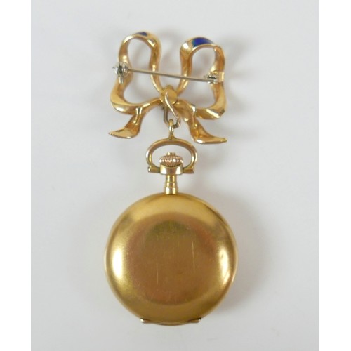 100 - An early 20th century Zenith 14k yellow gold cased lady's full hunter pocket watch, the front of the... 