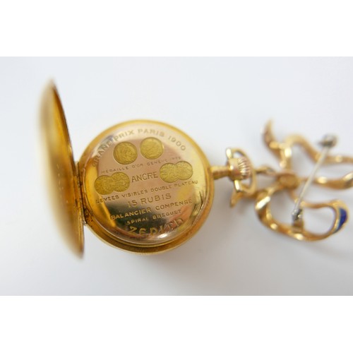 100 - An early 20th century Zenith 14k yellow gold cased lady's full hunter pocket watch, the front of the... 