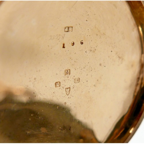 101 - An 18ct yellow gold open face centre recording chronograph pocket watch keyless wind movement by Llo... 