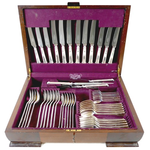 219 - An Elizabeth II silver suite of cutlery, by Elkington & Co, comprising four tablespoons, 21.7cm long... 