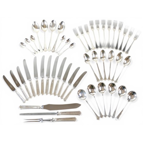 219 - An Elizabeth II silver suite of cutlery, by Elkington & Co, comprising four tablespoons, 21.7cm long... 