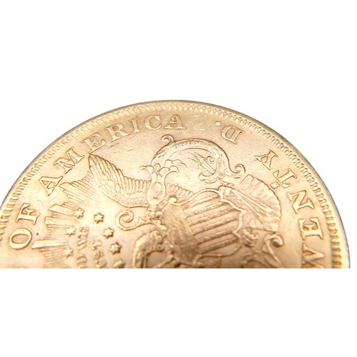 137 - An American US Mint gold $20 coin, Liberty Head Double Eagle, Twenty Dollars, 1876, 0.900 grade gold... 