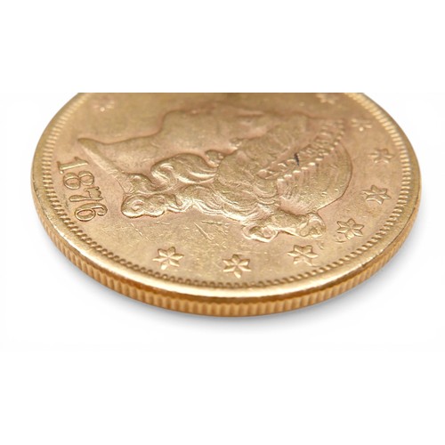 137 - An American US Mint gold $20 coin, Liberty Head Double Eagle, Twenty Dollars, 1876, 0.900 grade gold... 