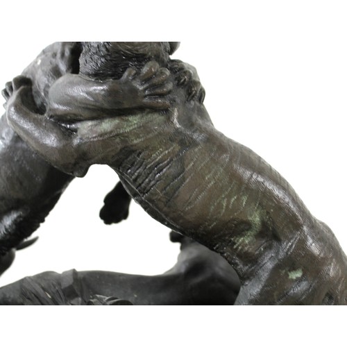 269 - Sir Joseph Edgar Boehm (Viennese, 1834-1890): A bronze group of three tigers, depicting two male tig... 