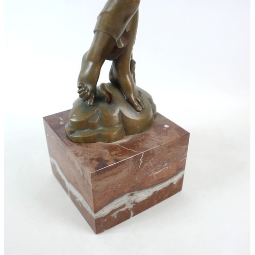 270 - Jaroslaw Horecj (Czech, 1886-1983): an Art Deco bronze figure, modelled as a woman in thin dress of ... 