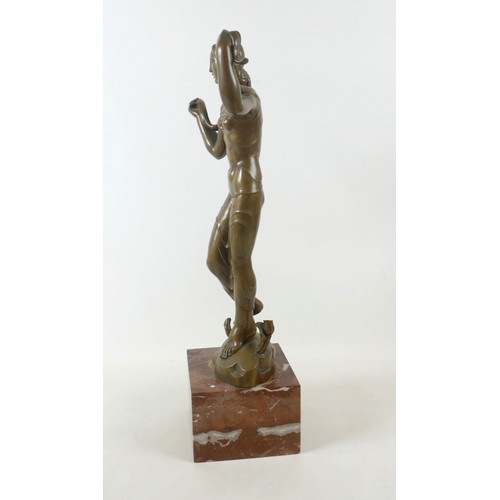 270 - Jaroslaw Horecj (Czech, 1886-1983): an Art Deco bronze figure, modelled as a woman in thin dress of ... 