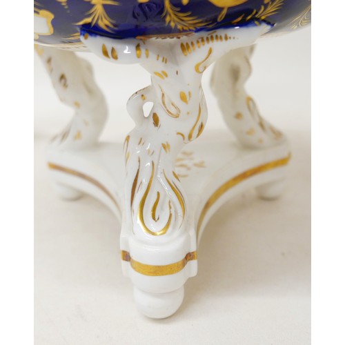 381 - An extensive early 19th century Derby dessert service painted with panels of floral sprays within gi... 