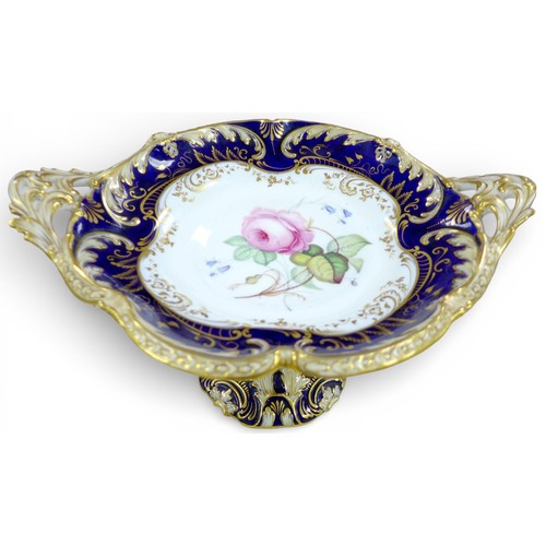 382 - A fine Coalport dessert service, circa 1840, finely painted with botanical specimens, believed to be... 