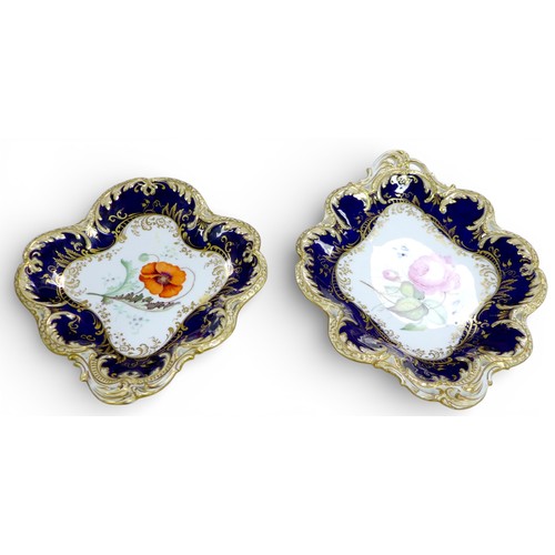 382 - A fine Coalport dessert service, circa 1840, finely painted with botanical specimens, believed to be... 