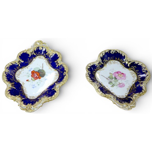 382 - A fine Coalport dessert service, circa 1840, finely painted with botanical specimens, believed to be... 
