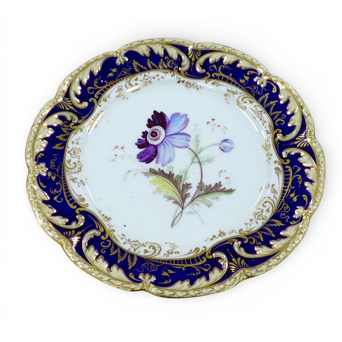 382 - A fine Coalport dessert service, circa 1840, finely painted with botanical specimens, believed to be... 