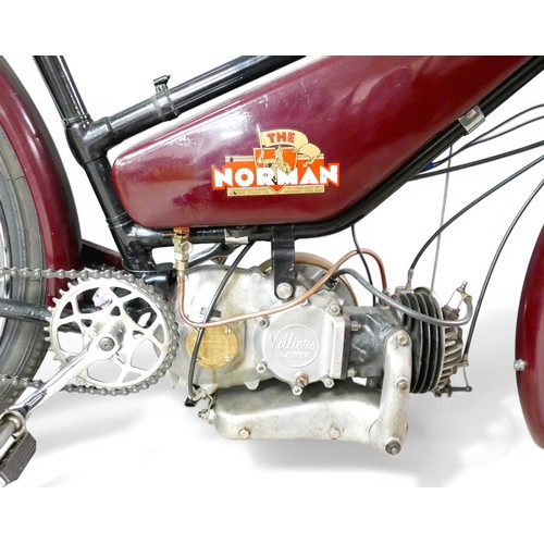 444 - A Vintage 1946 Norman autocycle motorcycle with a Villiers 98cc petrol engine, registration DBT 950,... 