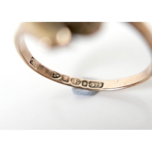 39 - A 9ct yellow gold ring, set with an oval opal, 7 by 5mm, size P, 1.9g.
