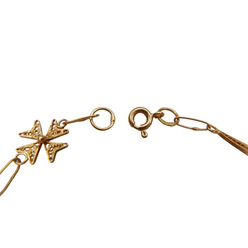 43 - A 9ct gold filigree bracelet, with Maltese cross shaped links, 20cm long, 3.4g.
