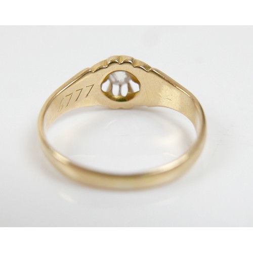 58 - An 18ct yellow gold single stone diamond ring approximately 0.15ct, size N, 4.3g.
