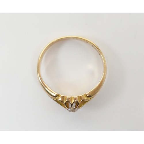 58 - An 18ct yellow gold single stone diamond ring approximately 0.15ct, size N, 4.3g.