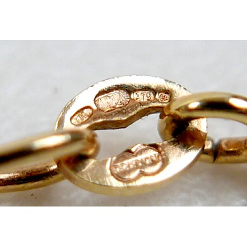 26 - A 9ct yellow gold kerb link necklace 60cm by 2mm, 7.6g.