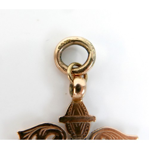 24 - A George V 9ct yellow gold medallion fob, engraved 'R. S. S. L. 1914-15', Fetter, Forbes & Co, Birmi... 
