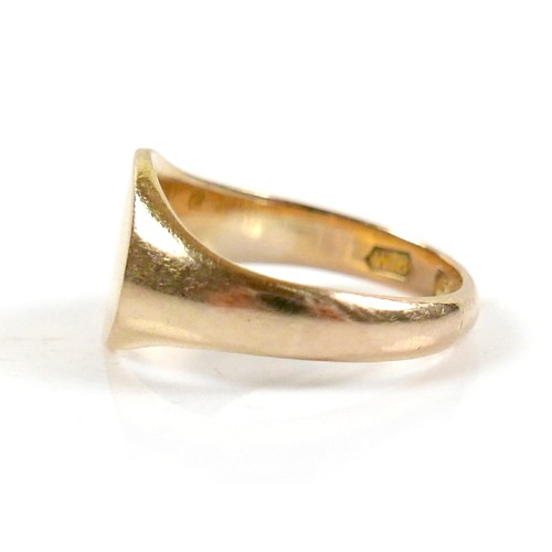 21 - Two 18ct yellow gold rings, comprising a Tiffany & Co band ring, 1.7mm band, size L, and a signet, s... 
