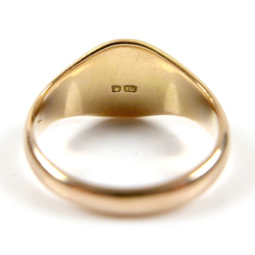 21 - Two 18ct yellow gold rings, comprising a Tiffany & Co band ring, 1.7mm band, size L, and a signet, s... 