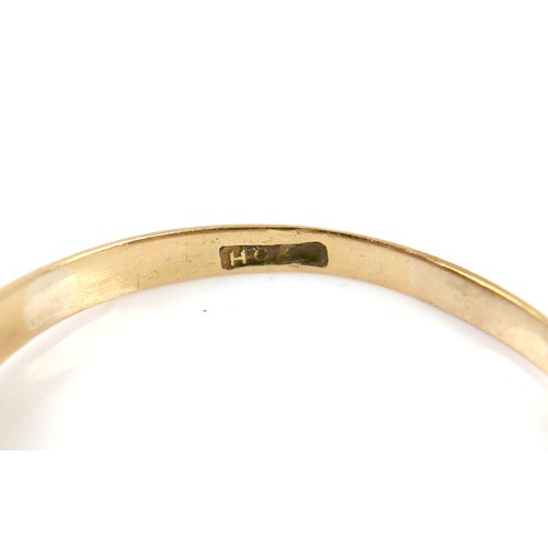 17 - Three 18ct yellow gold rings comprising a five stone diamond ring, size R, a sapphire and diamond ri... 