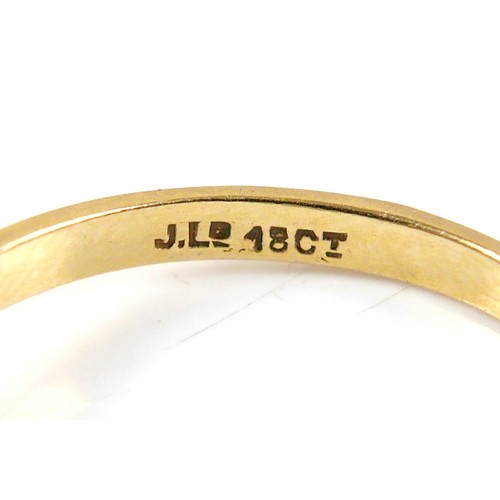 17 - Three 18ct yellow gold rings comprising a five stone diamond ring, size R, a sapphire and diamond ri... 