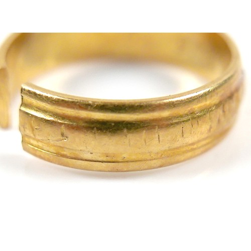 17 - Three 18ct yellow gold rings comprising a five stone diamond ring, size R, a sapphire and diamond ri... 