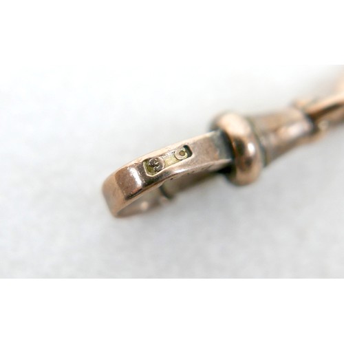 14 - A 9ct yellow gold watch chain kerb link bracelet, 19.5cm long, links graduating from 7 to 5.5mm, 15.... 
