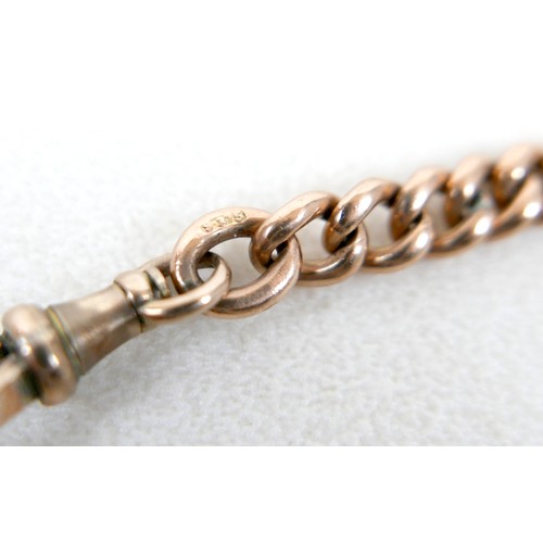 14 - A 9ct yellow gold watch chain kerb link bracelet, 19.5cm long, links graduating from 7 to 5.5mm, 15.... 