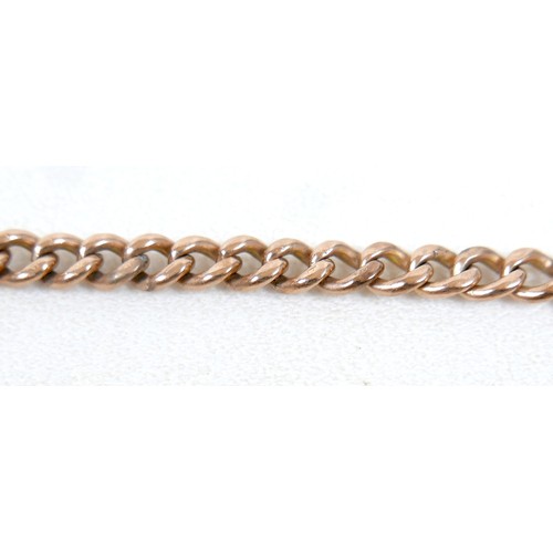 14 - A 9ct yellow gold watch chain kerb link bracelet, 19.5cm long, links graduating from 7 to 5.5mm, 15.... 