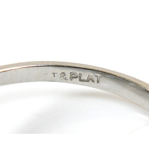 5 - An 18ct white gold, platinum, sapphire and diamond ring, the central oval cut sapphire approximately... 